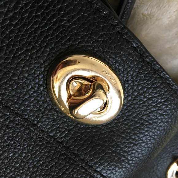 COACH Turnlock Edie Shoulder Bag in Pebble Leather - Black - Picture 6 of 15